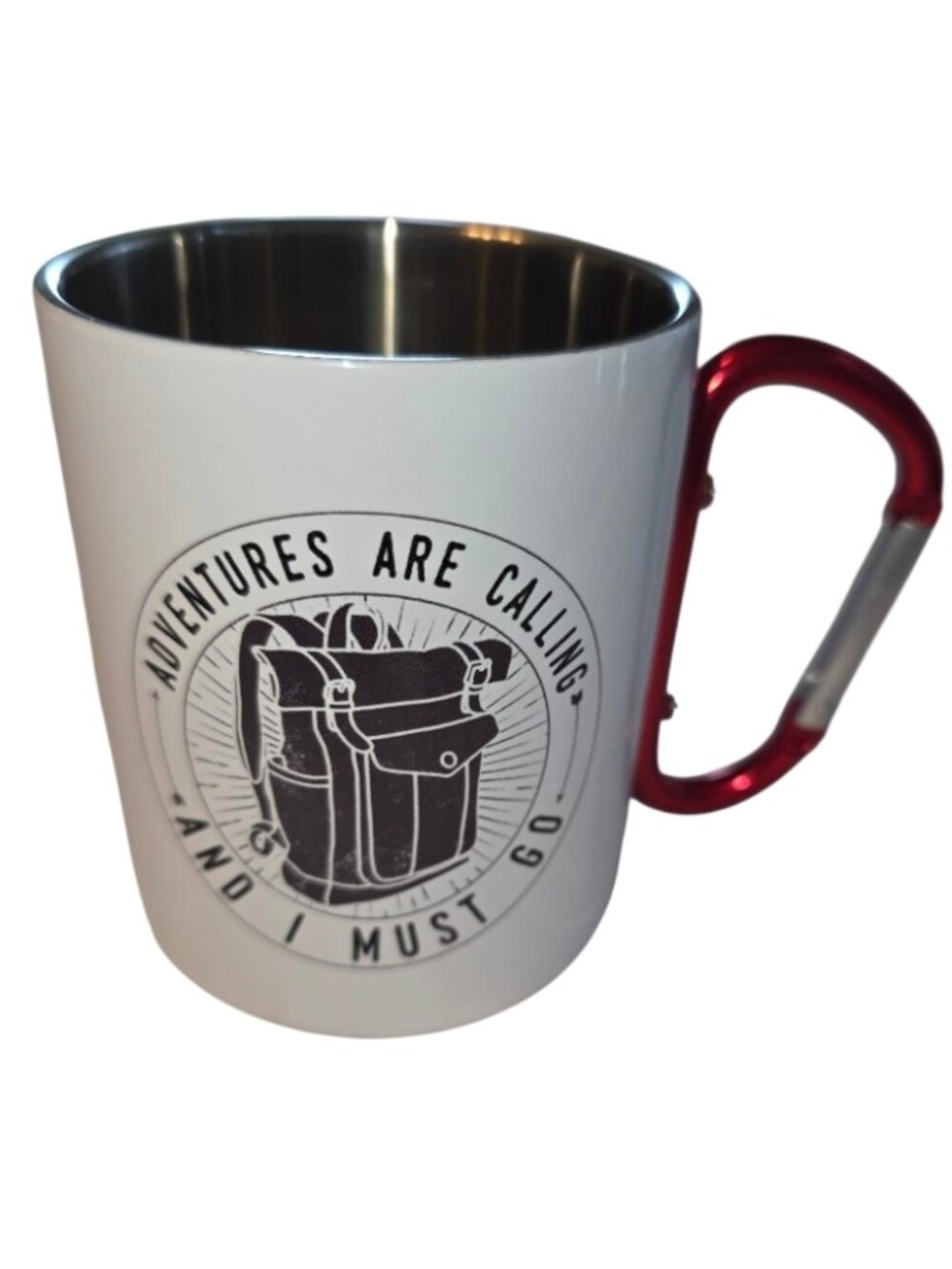 Stainless Steel Carabiner Mug Coffee Cup Adventures Are Calling Hiking Camping